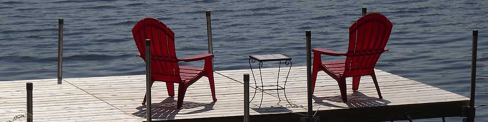Adirondack chairs on the dock