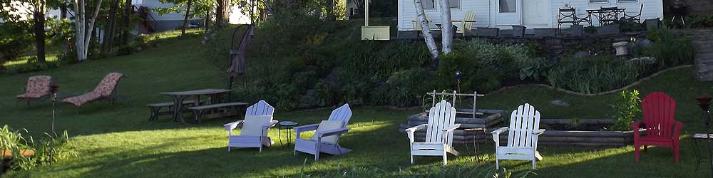 Chairs on the lawn overlooking the lake