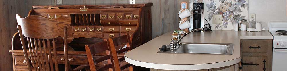 Roll-top desk in the historic ell